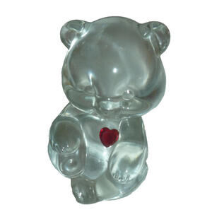 Vintage Fenton Art Glass Birthday Bear Ruby Red Heart‎ July Birthstone 3.5"